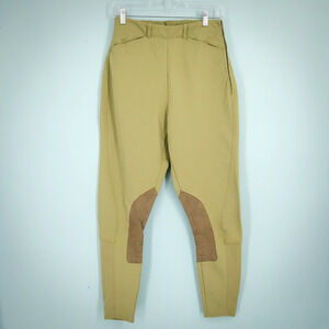 Ariat 26 L Size 6 L Long Khaki Pull On Leather Knee Equestrian Breeches Pants
